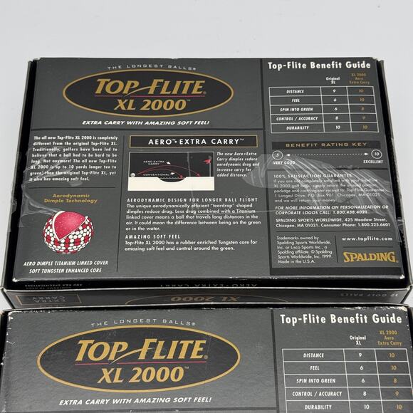 Top Flite XL 2000 Golf Balls Titanium Distance Aero Extra Carry Spalding 2 Pack - Picture 10 of 12